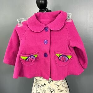 Mack & Co 24M pink floral fleece button up jacket